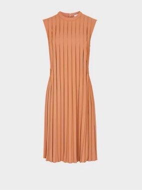 Reiss Linnea Sleeveless Pleated Shift Dress in Pink NWT